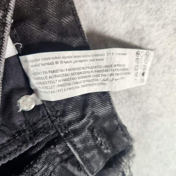 Zara Washed Black Distressed Mid Rise Button Fly Denim Shorts Size 4 - Picture 6 of 8